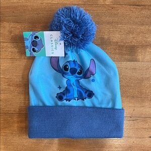 Disney Blue Stitch Beanie with Pom Pom
